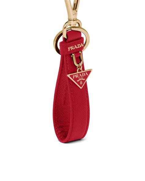 prada saffiano keychain red|Fiery Red Saffiano Leather Keychain .